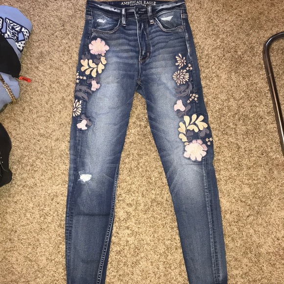 american eagle embroidered jeans